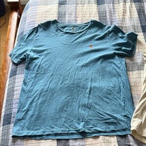 Set of Two Ralph Lauren Men's Teal and Cream Crewneck T-Shirt